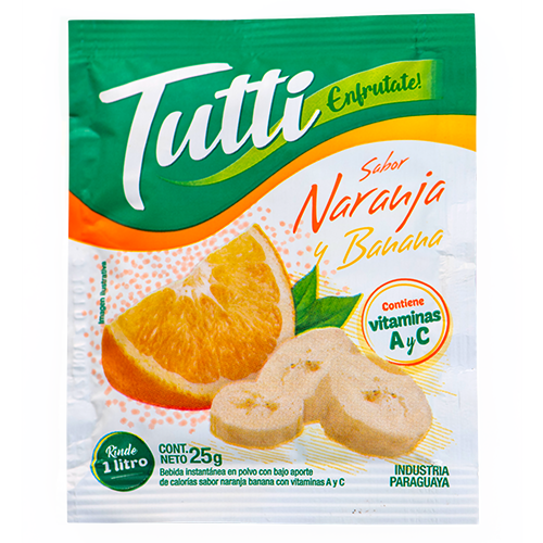 Foto JUGO EN POLVO NARANJA BANANA 25GR TUTTI SOB de