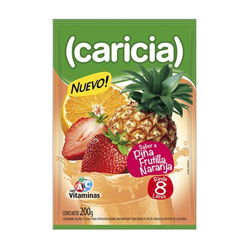 Foto JUGO EN POLVO CARICIA PIÑA/FRUTILLA/NARANJA SOBRE 200 GR  de