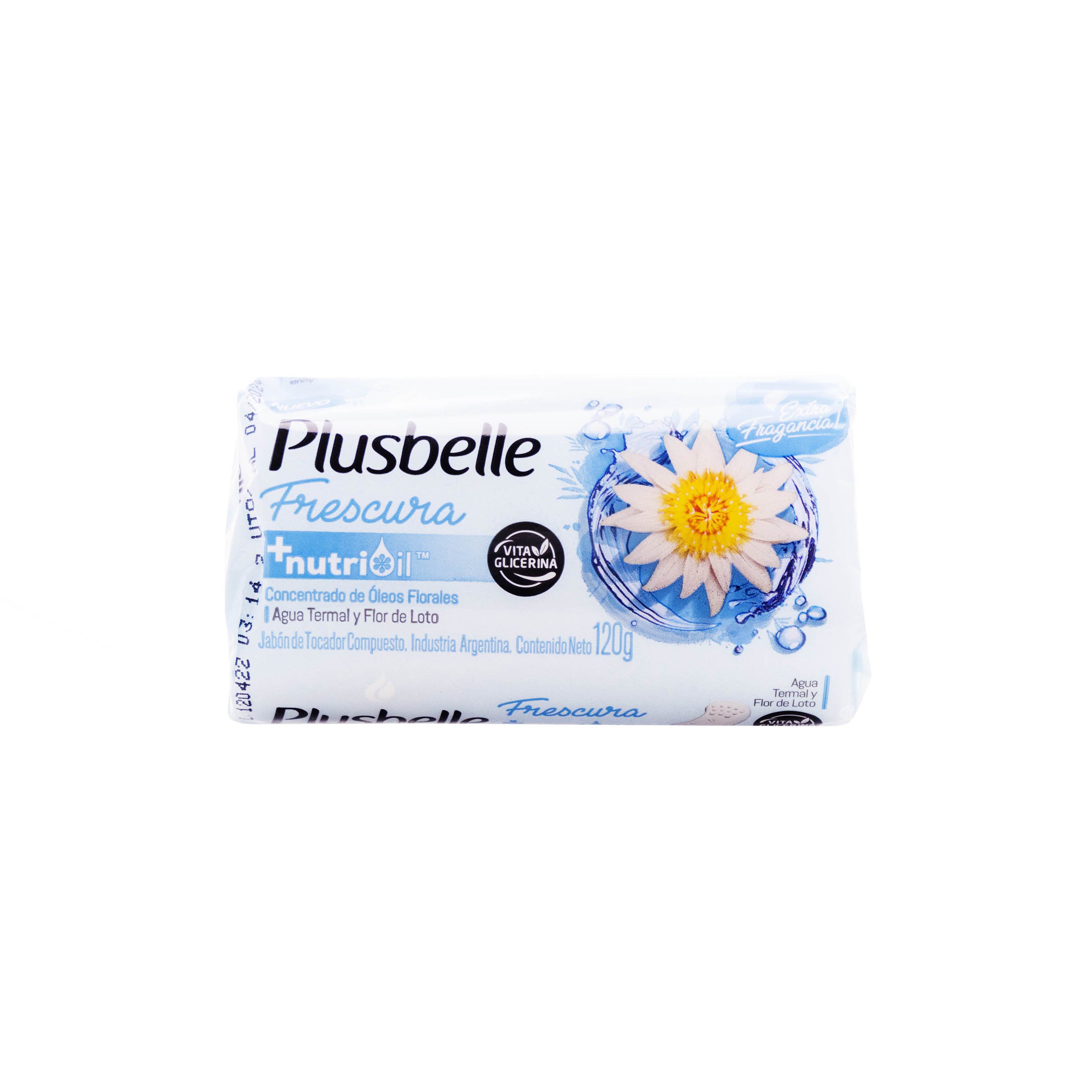 PLUSBELLE FRESCURA JABON DE TOCADOR AGUA TERMAL Y FLOR DE LOTO 120 GR . Supermercados Stock PLUSBELLE FRESCURA JABON DE TOCADOR AGUA TERMAL Y FLOR DE LOTO 120 GR . Supermercados Stock