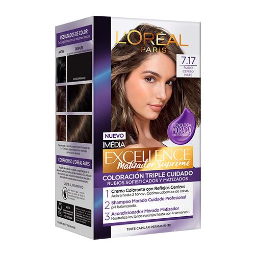 Foto TINTE COLORACION 7.17 RUBIO CENIZA MATE EXCELLENCE L'OREAL de