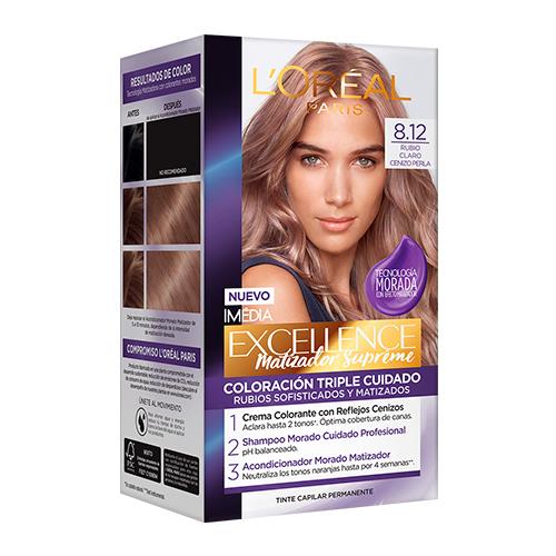 Foto TINTE COLORACION 8.12 RUBIO CLARO CENIZO PERLA EXCELLENCE L'OREAL de