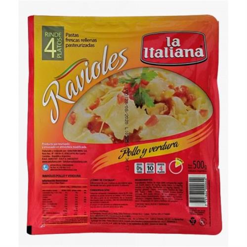 Foto RAVIOLES DE POLLO Y VERDURA LA ITALIANA 500 GRAMOS de