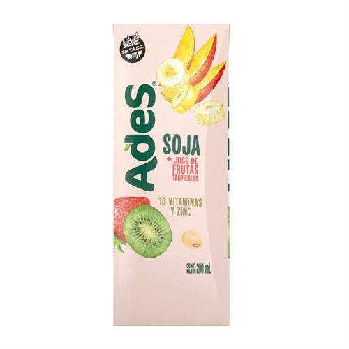 Foto JUGO DE SOJA FRUTAS TROPICAL MULTI 10 200ML ADES TETRA de